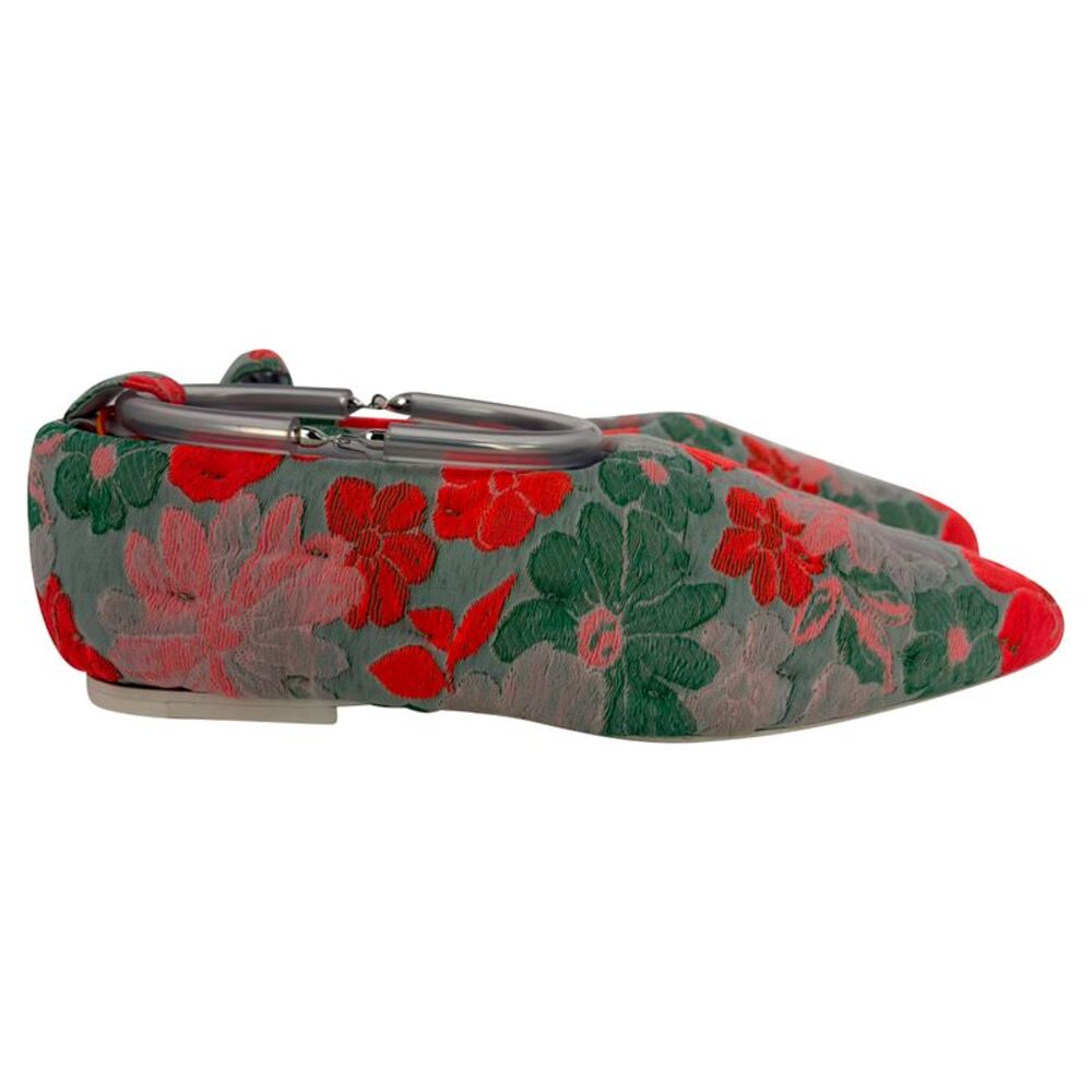 Jil Sander Brocade Point Toe Ballerina Flats in Multicolor Cotton